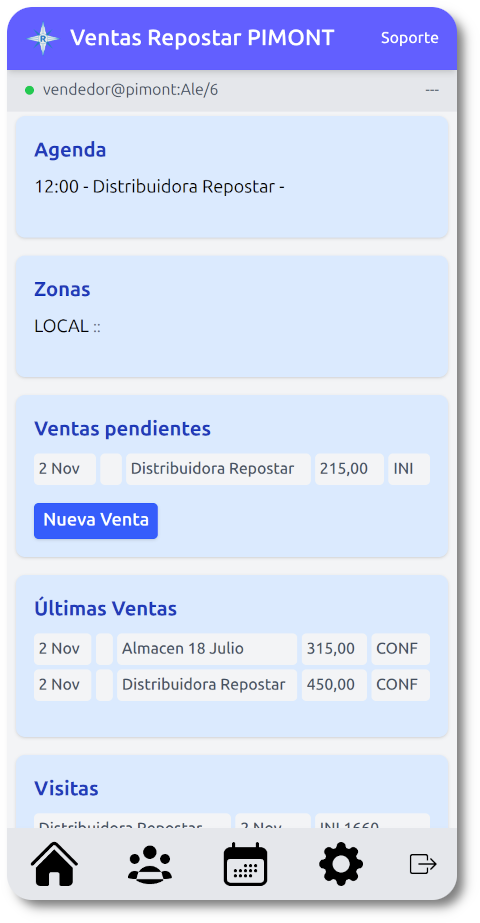 Vista móvil - Vendedores